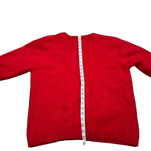 Vintage Parkhurst Red Buttoned Angora Rabbit Hair Cardigan Sweater Women's Sz M‎ - Picture 10 of 12